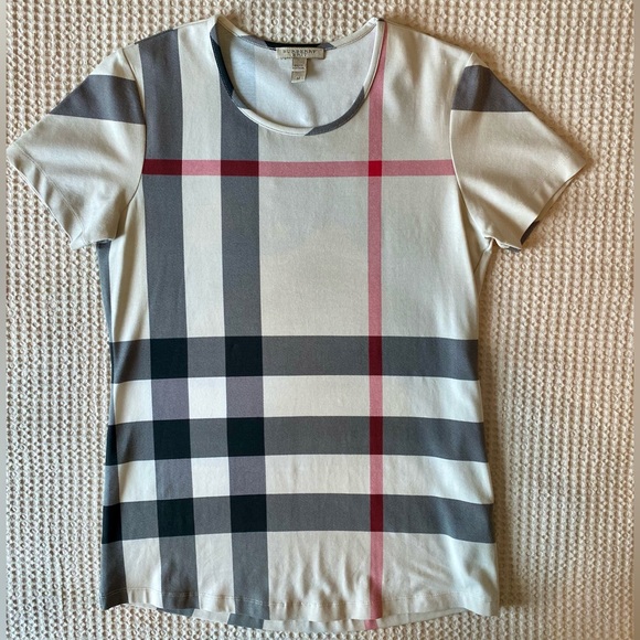 Burberry Brit Check Printed Modal T-Shirt in Natural - Picture 3 of 5
